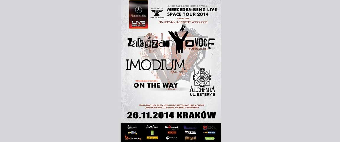 Zakázaný ovoce (support On the Way,  Imodium) – czeski rock w Alchemii